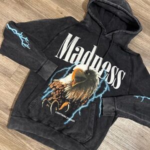 PacSun Washed Lightning Strikes Madness Eagle Hoodie Mens Size Medium